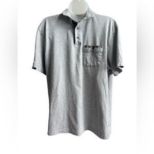 Men’s Barbour Light Gray Plaid Trim Short Sleeve Polo
